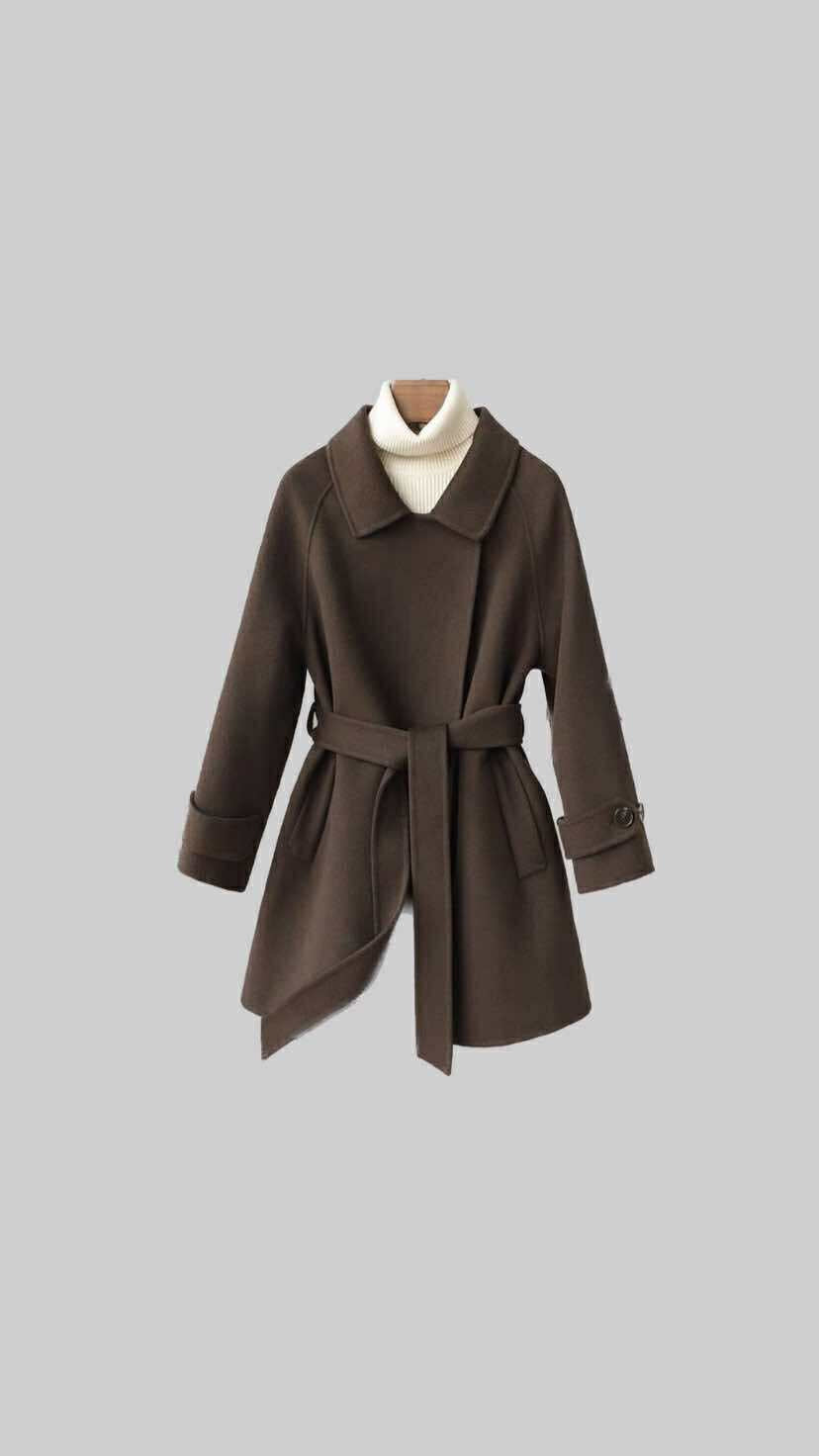 Belted A-Line Wool Coat