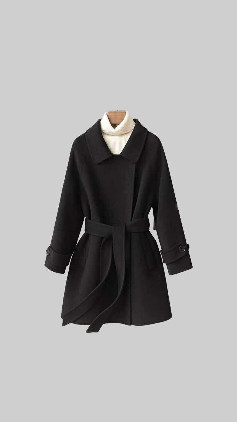 Belted A-Line Wool Coat