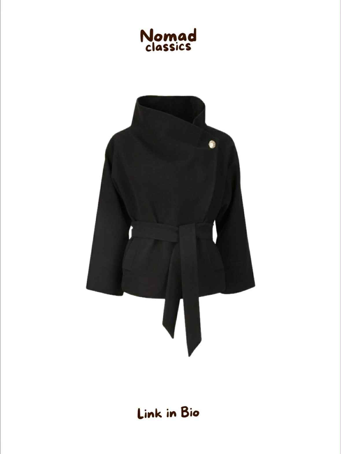 Minimalist Belted High Collar Jacket