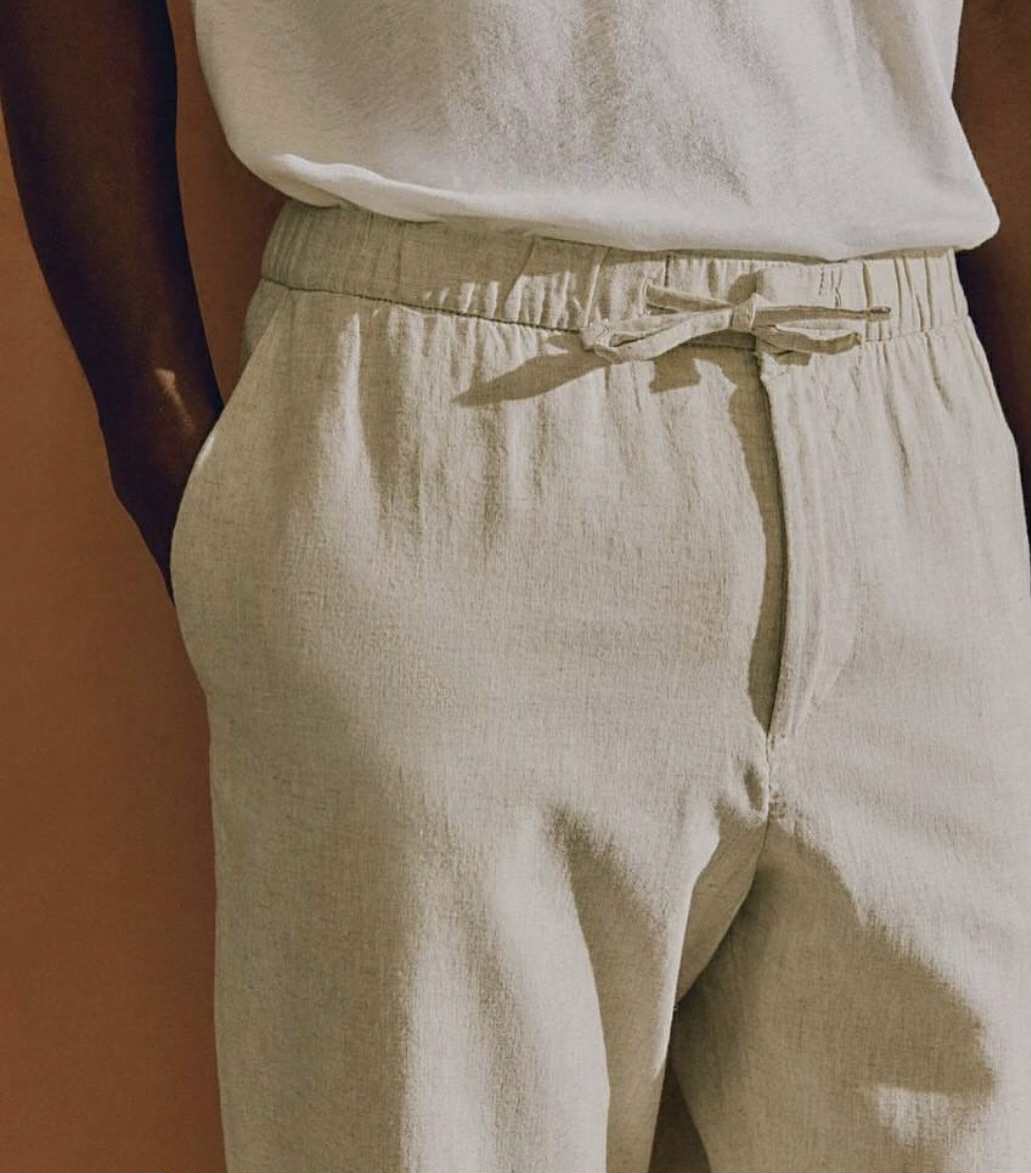 Natural Linen Tapered Pants