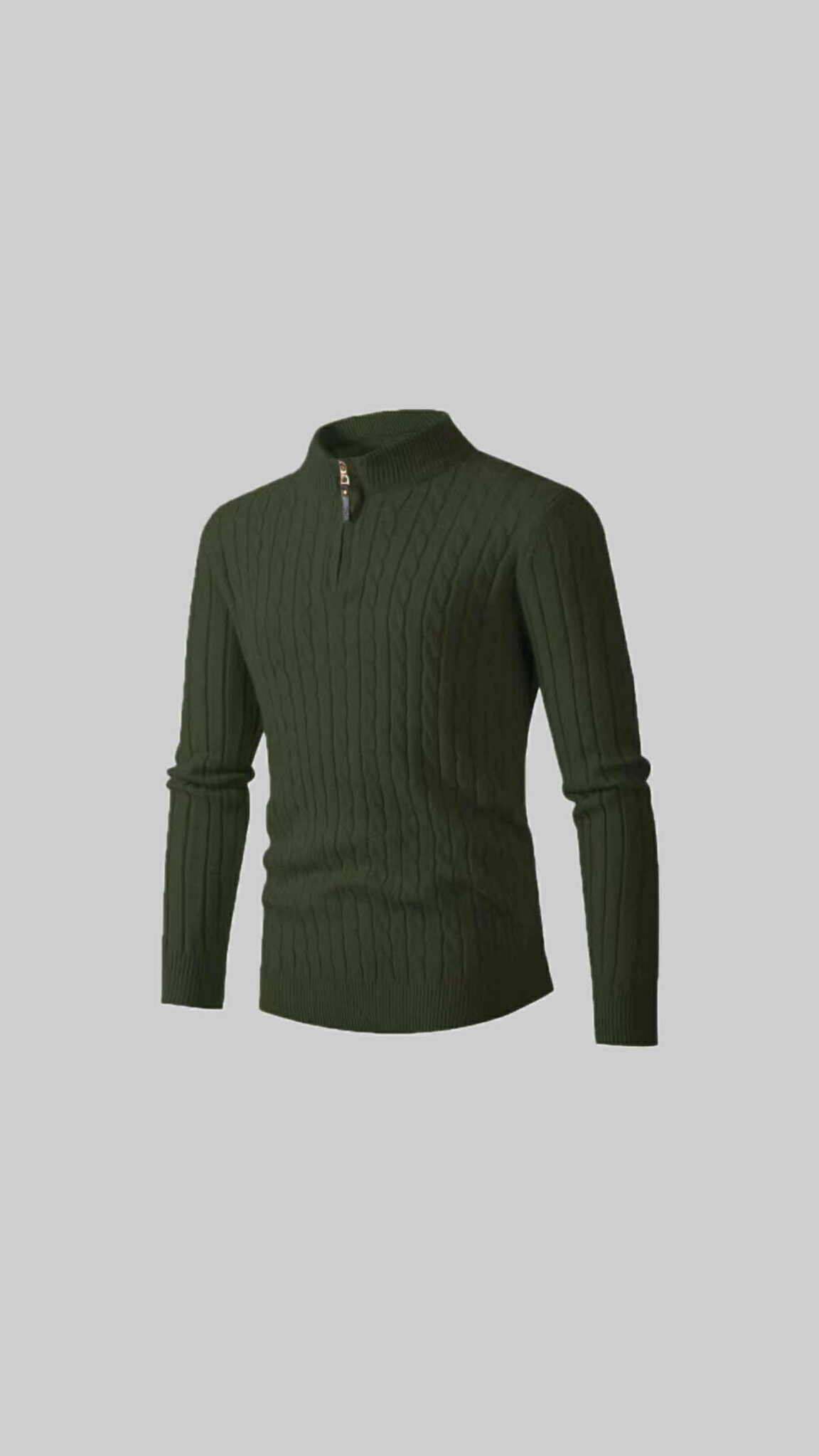 "Cable Knit Half-Zip Sweater"