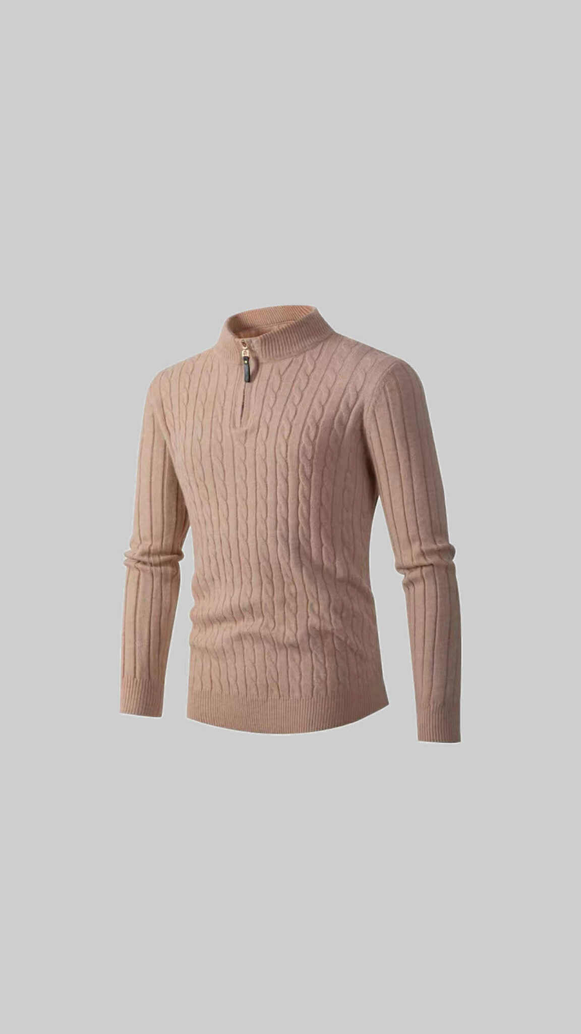 "Cable Knit Half-Zip Sweater"