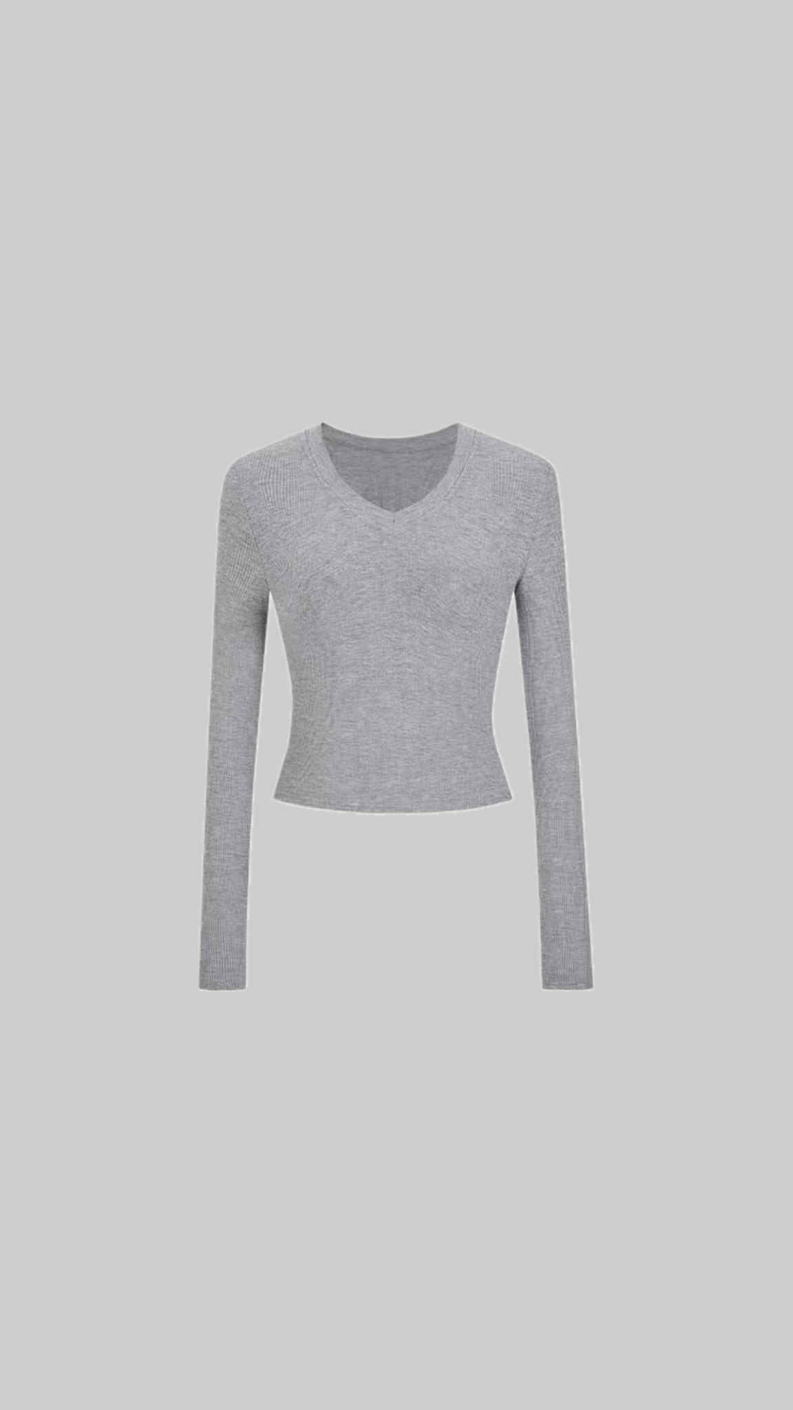 Black Ribbed Fitted Long sleeve knit top
