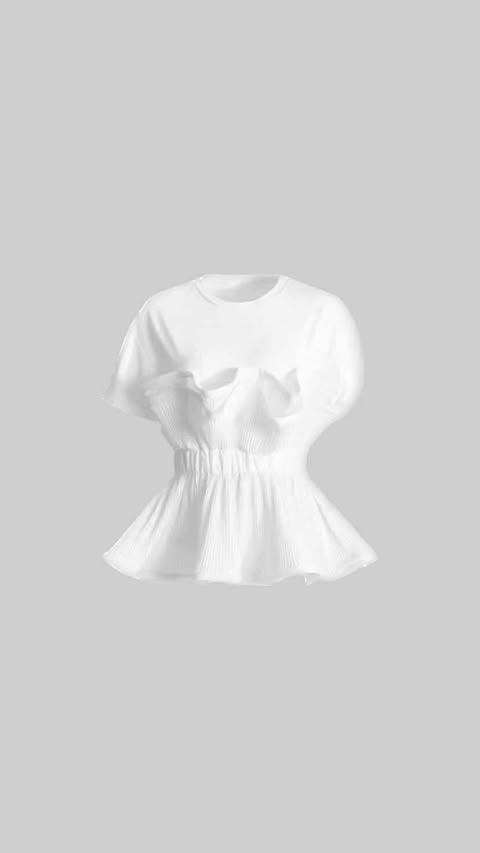 White Short Sleeve Peplum Blouse