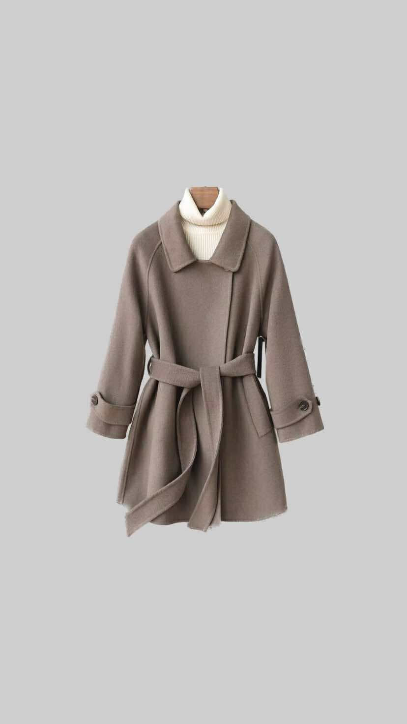 Belted A-Line Wool Coat