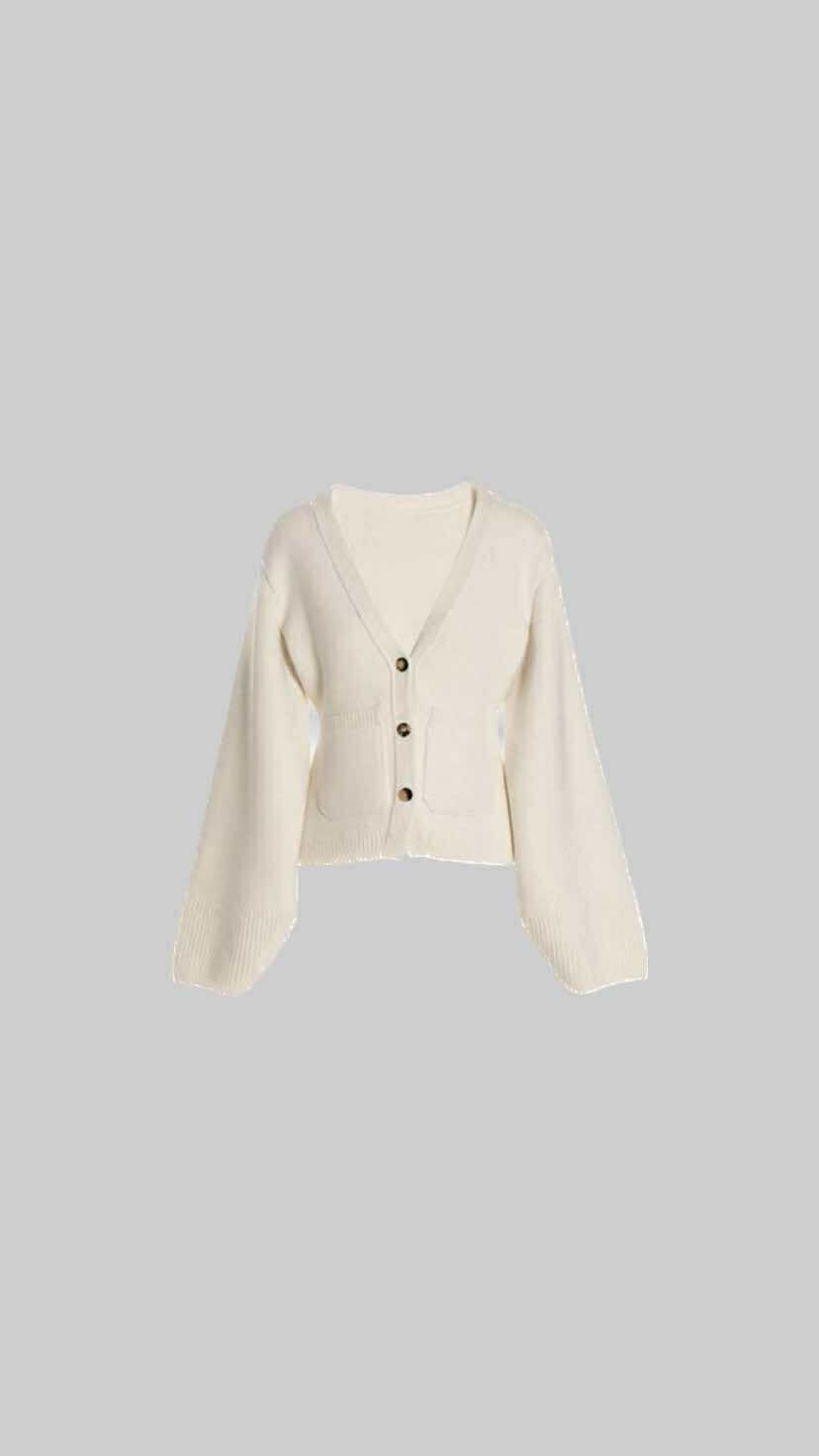 Button up loose sleeve knit cardigan