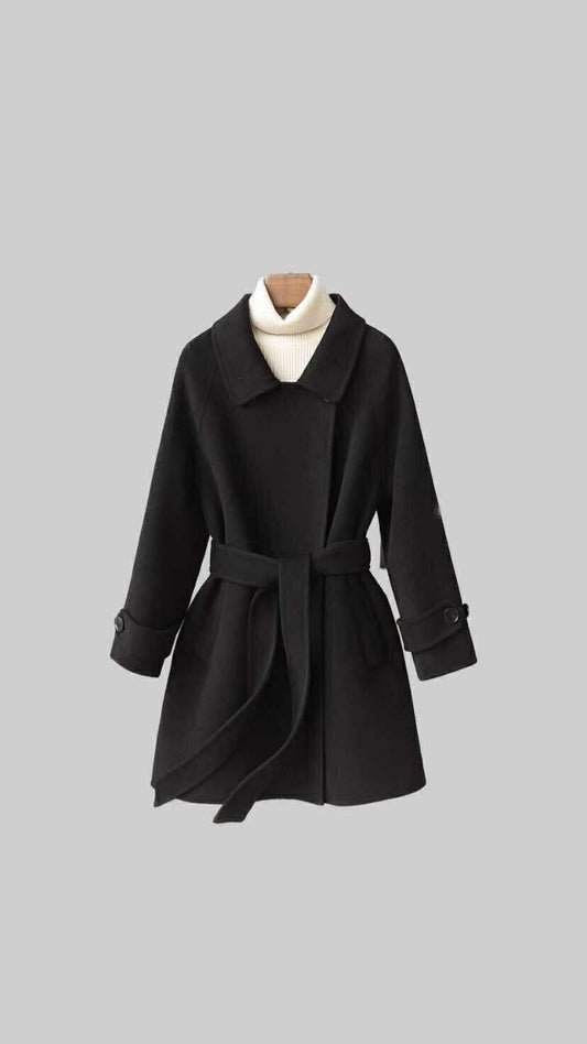 Belted A-Line Wool Coat