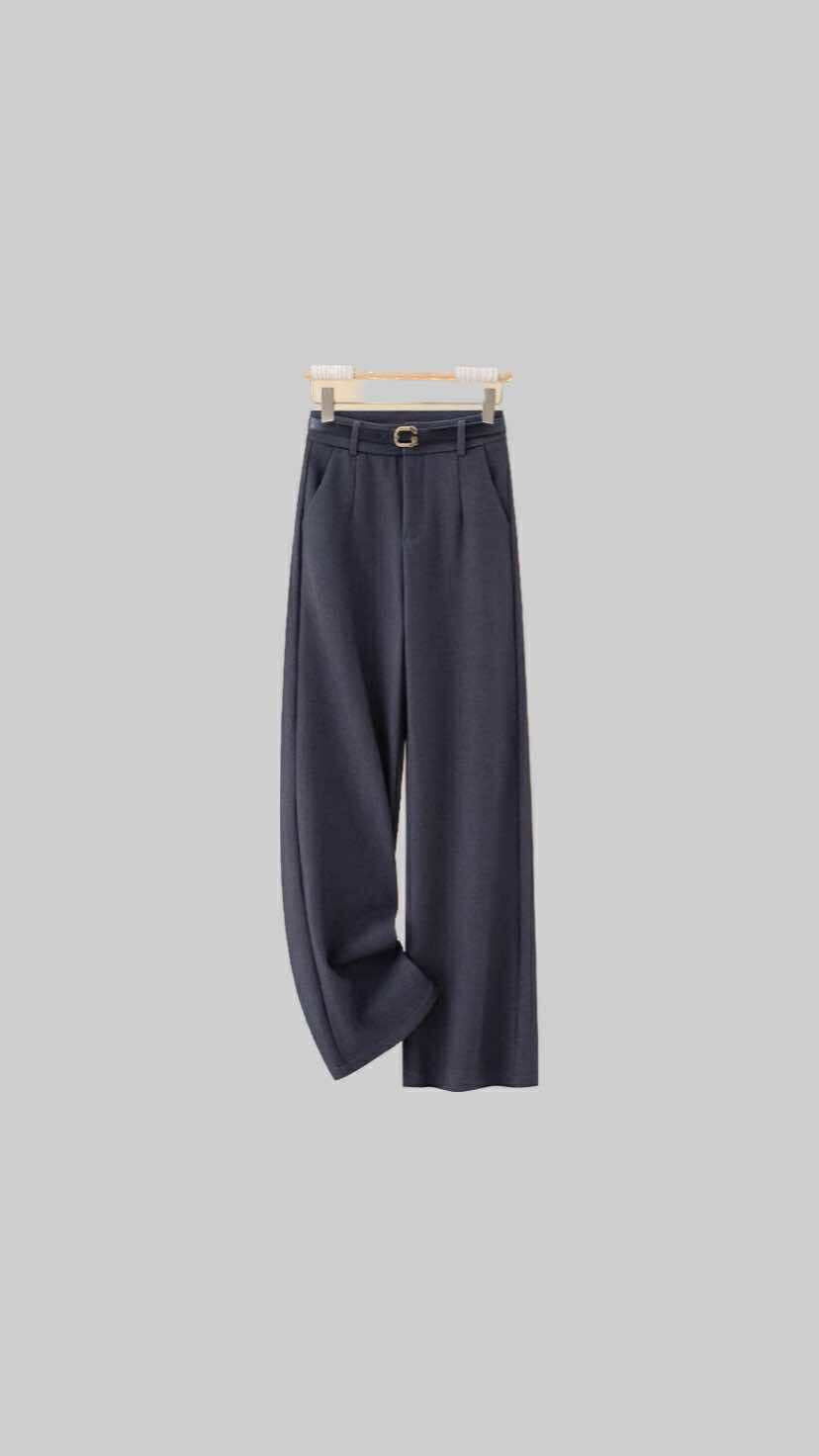 Wide-Leg Satin Trousers with Belt