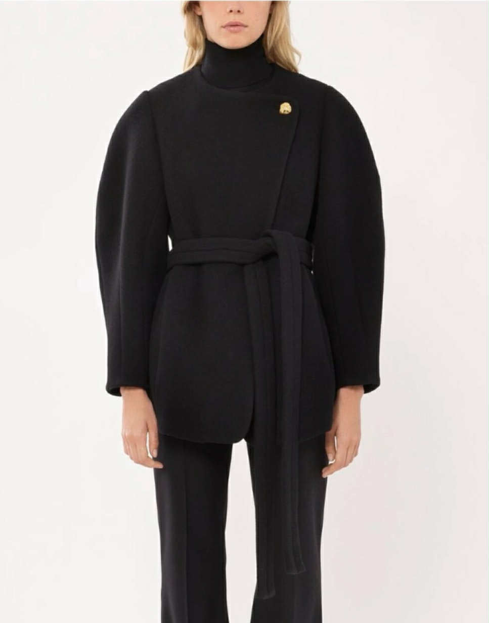 Minimalist Belted High Collar Jacket