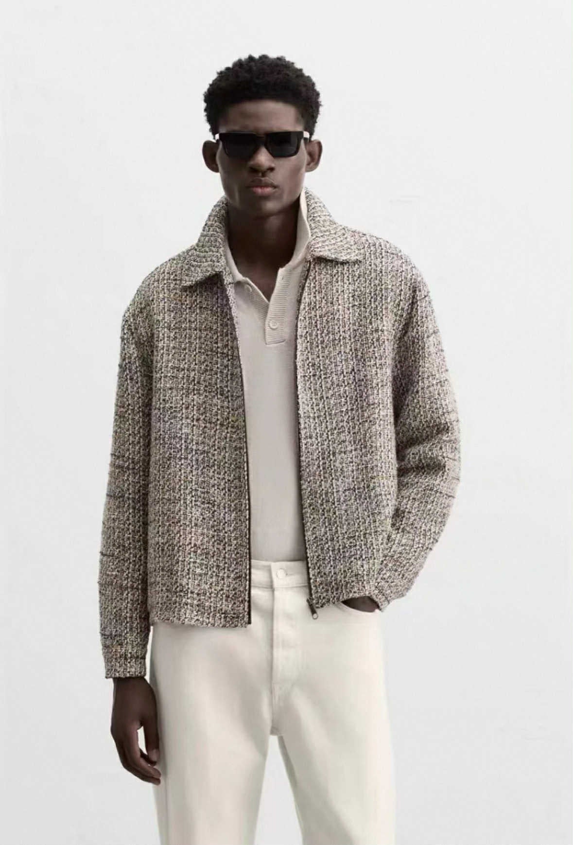 Textured Knit Zip Jacket