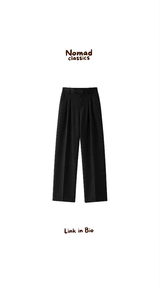 High-Waisted Pleated Trousers with Double Button
