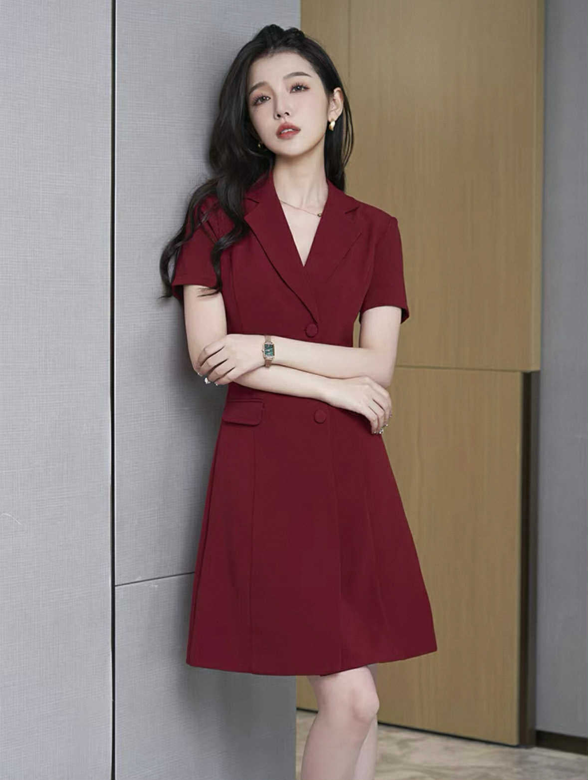 V-Neck Suit Dress