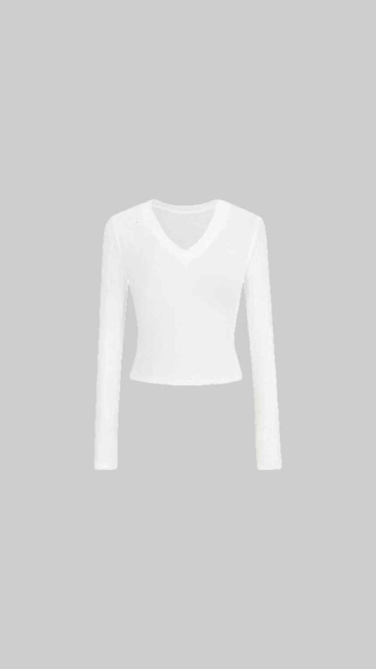 Black Ribbed Fitted Long sleeve knit top