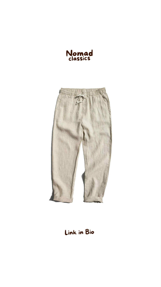 Natural Linen Tapered Pants
