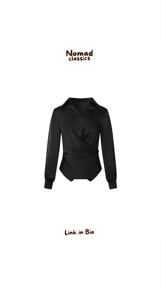 Sculted Satin Wrap Top