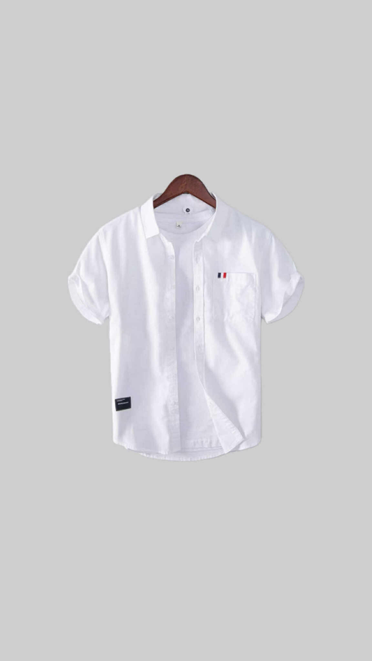 "White Short-Sleeve Oxford Shirt – Clean & Timeless"