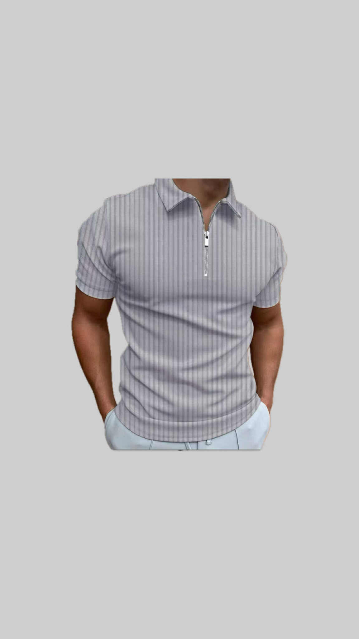 "Zip-Up Knit Polo – Elegant & Refined Comfort"