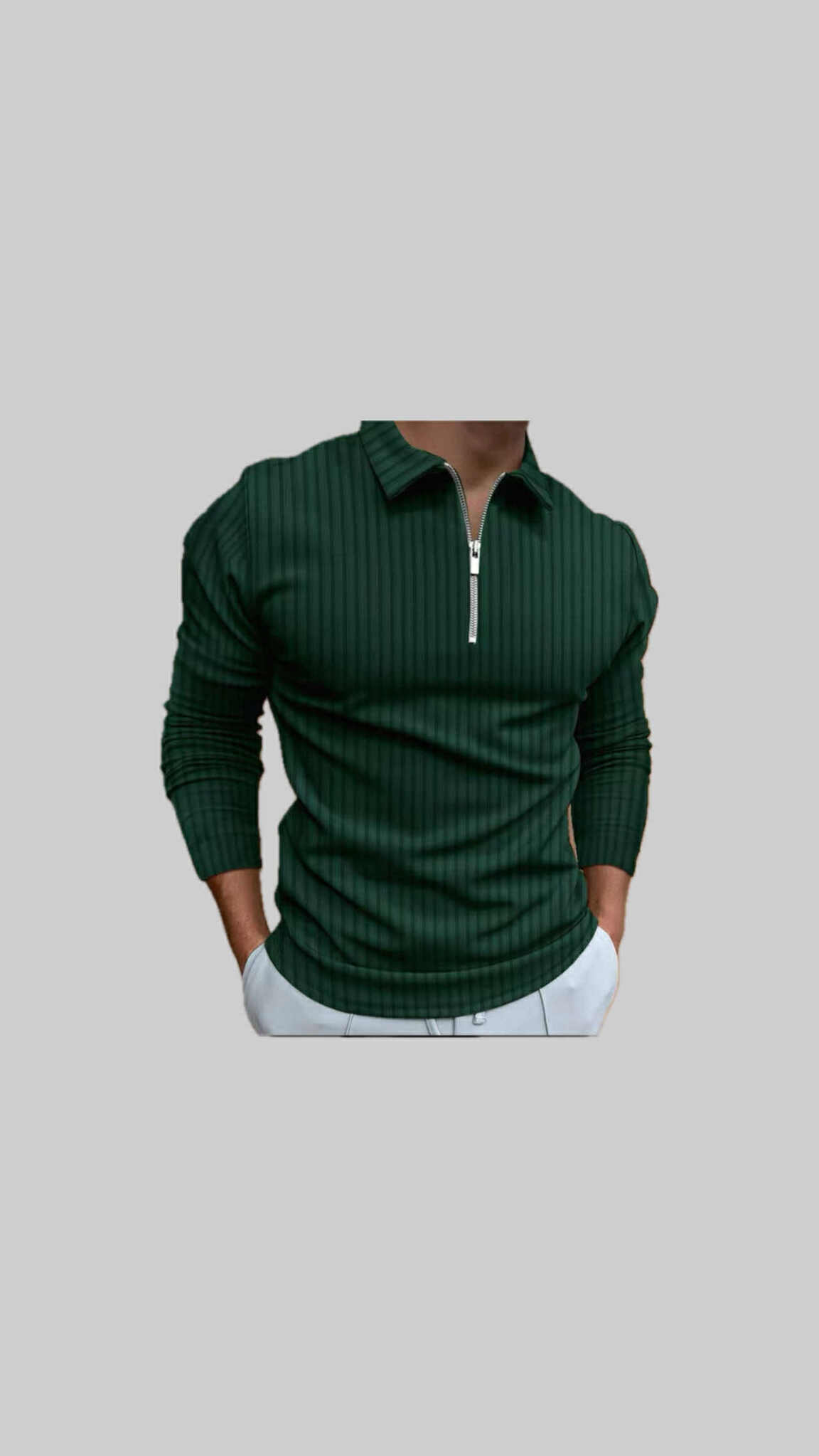 "Zip-Up Knit Polo – Elegant & Refined Comfort"