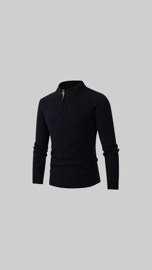 "Cable Knit Half-Zip Sweater"