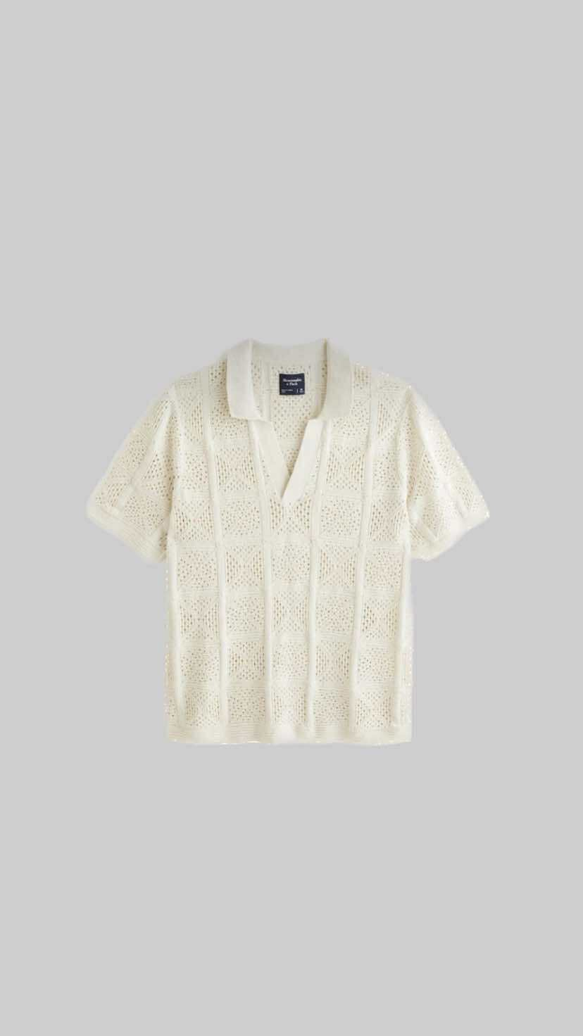 Crochet Knit Polo – Summer Luxury in Ivory