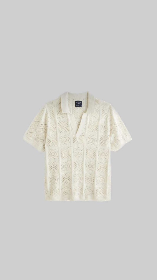Crochet Knit Polo – Summer Luxury in Ivory