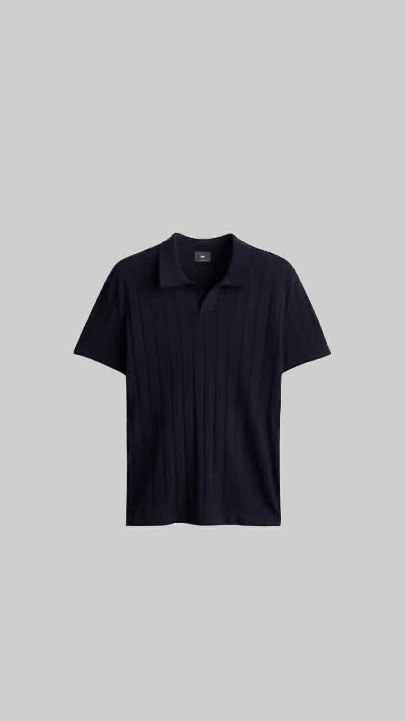 Vertical Knit Polo – Refined in Dark Navy