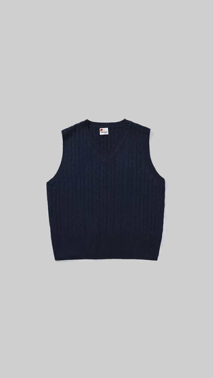 Navy Cable-Knit Vest – Classic Layering Piece