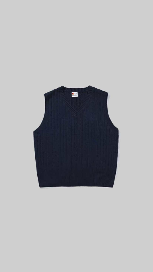 Navy Cable-Knit Vest – Classic Layering Piece