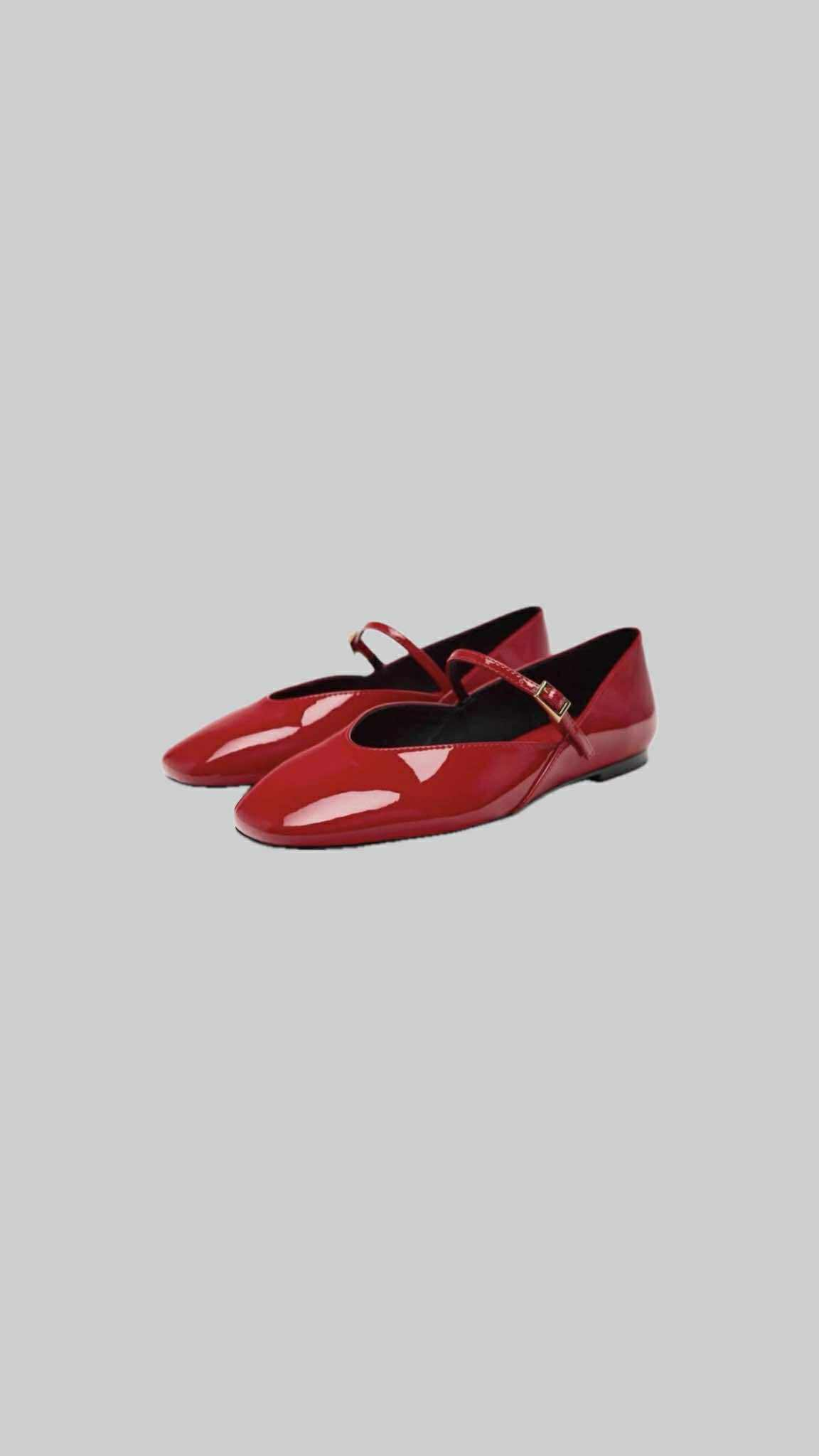 Glossy Mary Jane Flats